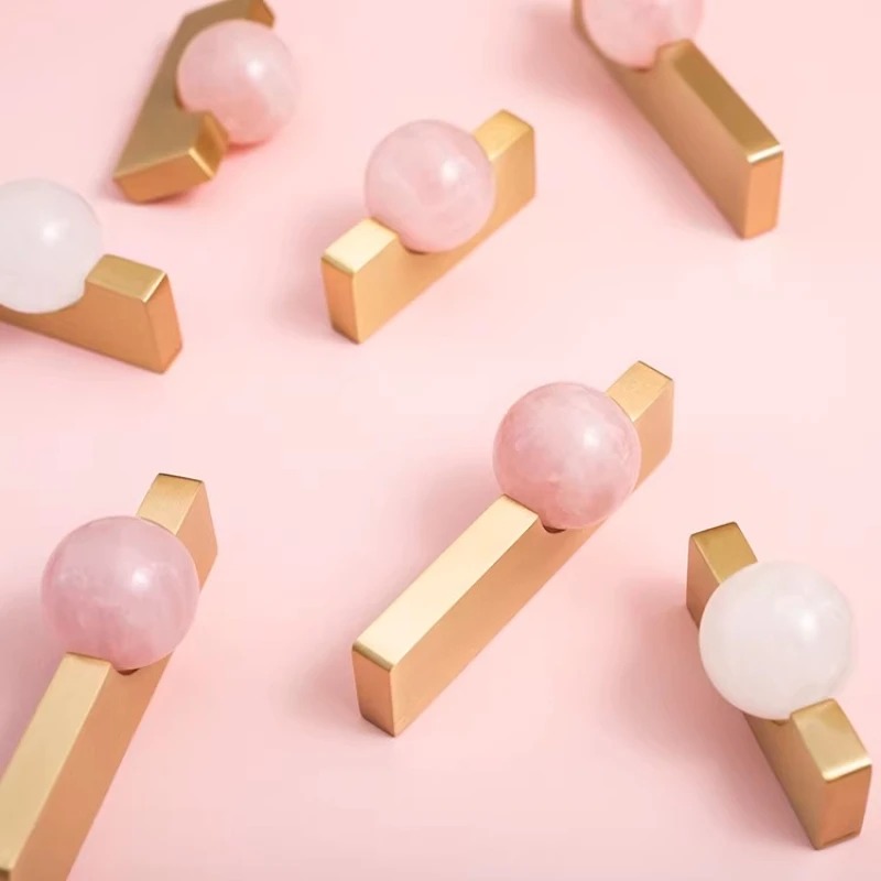 Furniture Hardware Drop Pulls - Sfera di cristallo bianca + maniglie